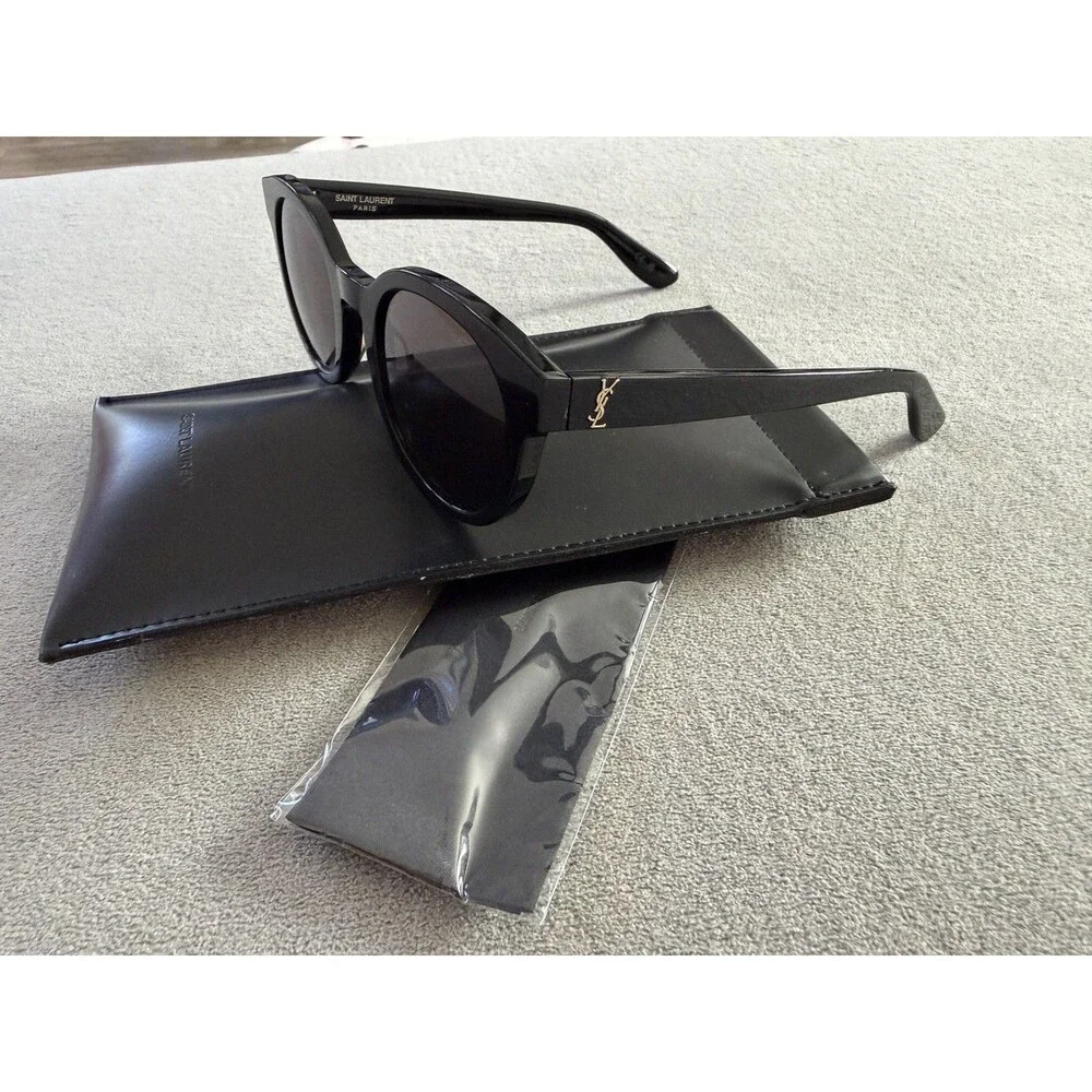 SAINT LAURENT SL M15 005 5124-145 Black Women's Sunglasses Logo Gold